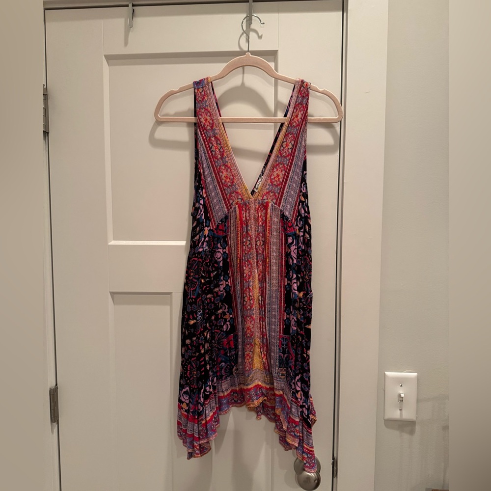 Free People Multicolor V-Neck Tunic Dress